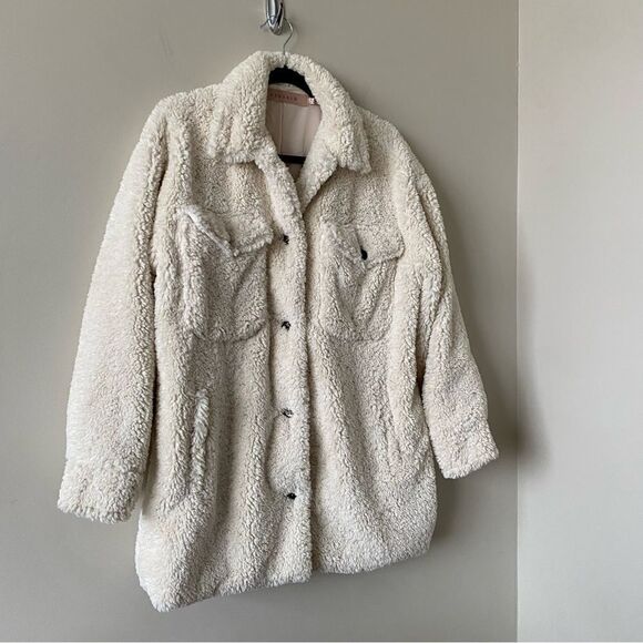 Esqualo-Fluffy Soft Teddy Coat- Off White - Picture 5 of 15